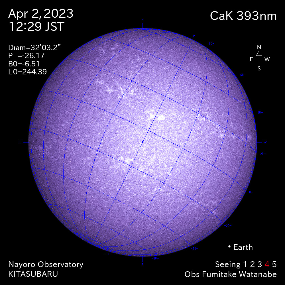 2022年4月2日CaK波長の太陽