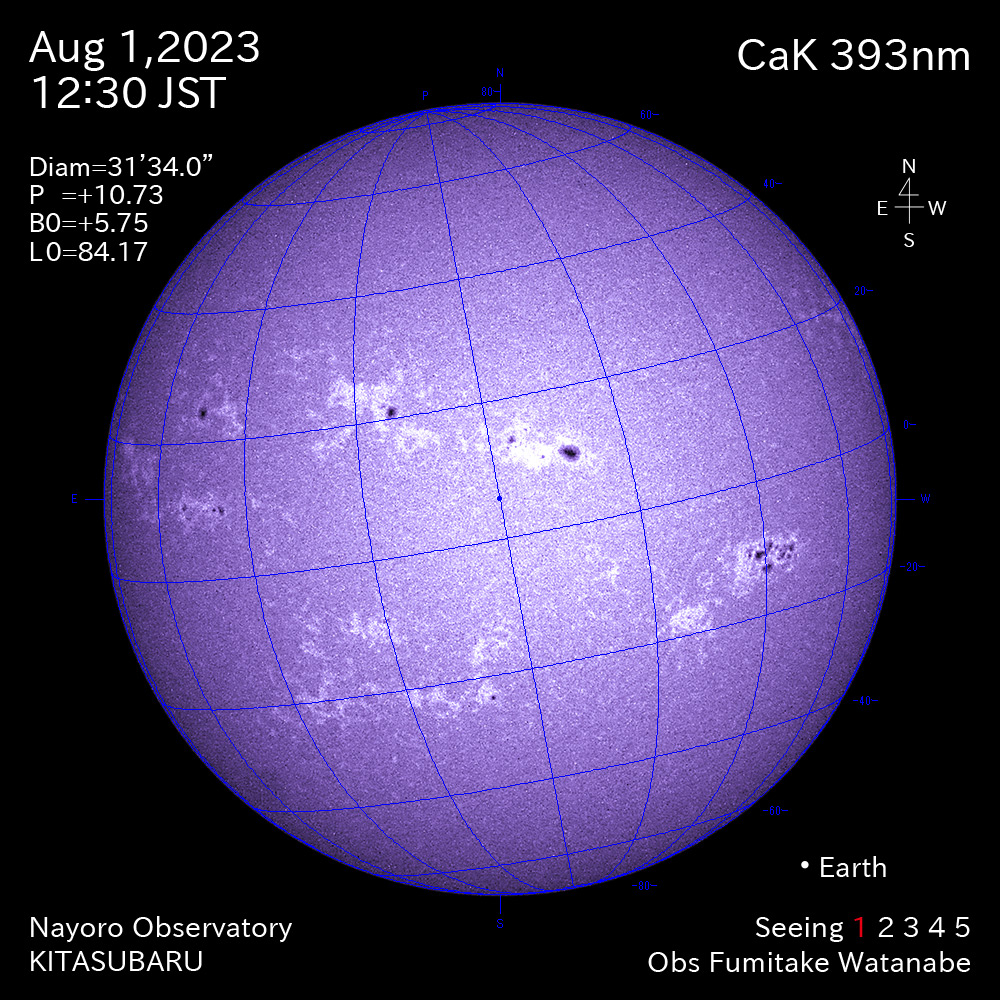 2022年8月1日 CaK波長の太陽