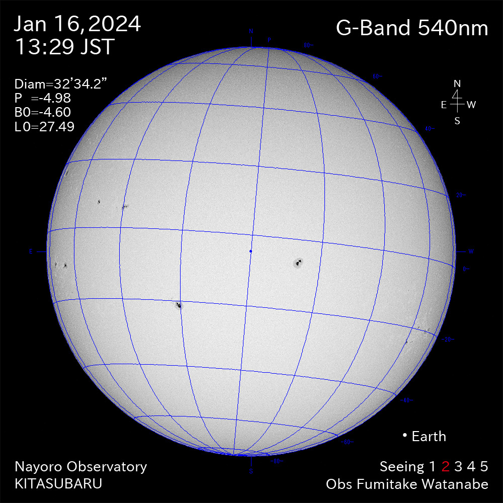 2024年1月16日 540nm波長の太陽