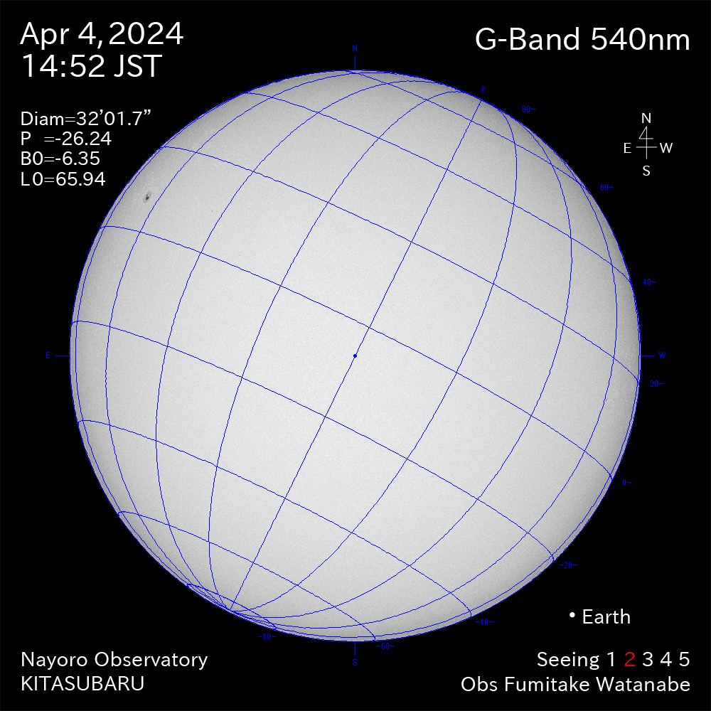 2024年4月4日 540nm波長の太陽