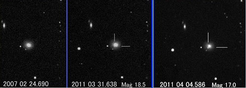 山形県の板垣公一氏が撮影したSN 2011bcの確認画像