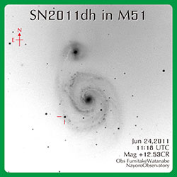 2011年6月24日に撮影されたSN 2011dh