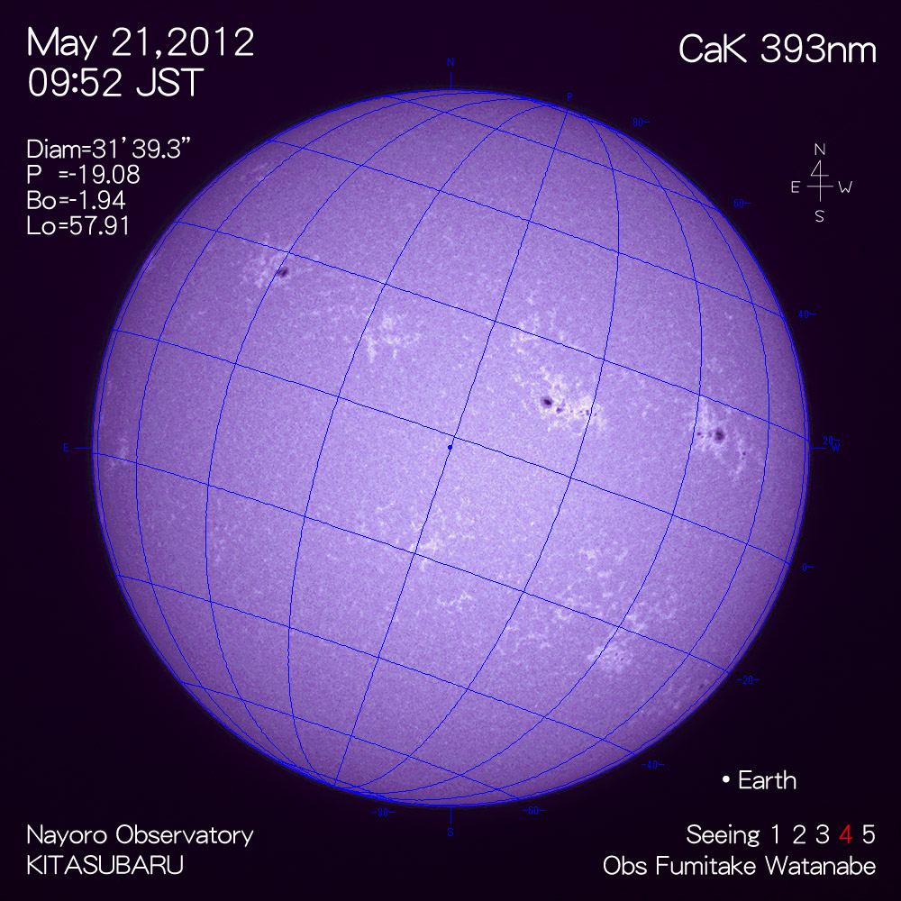 2012年5月21日CaK波長の太陽