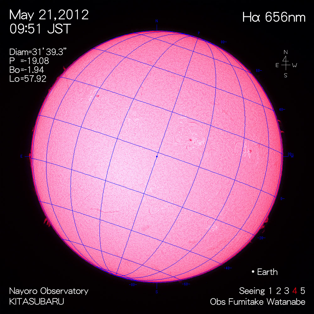 2012年5月21日Hα波長の太陽