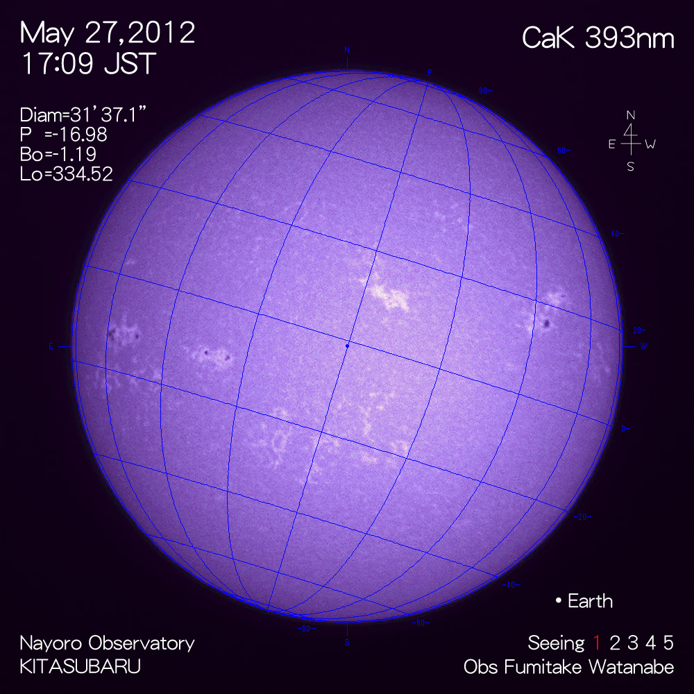 2012年5月27日CaK波長の太陽