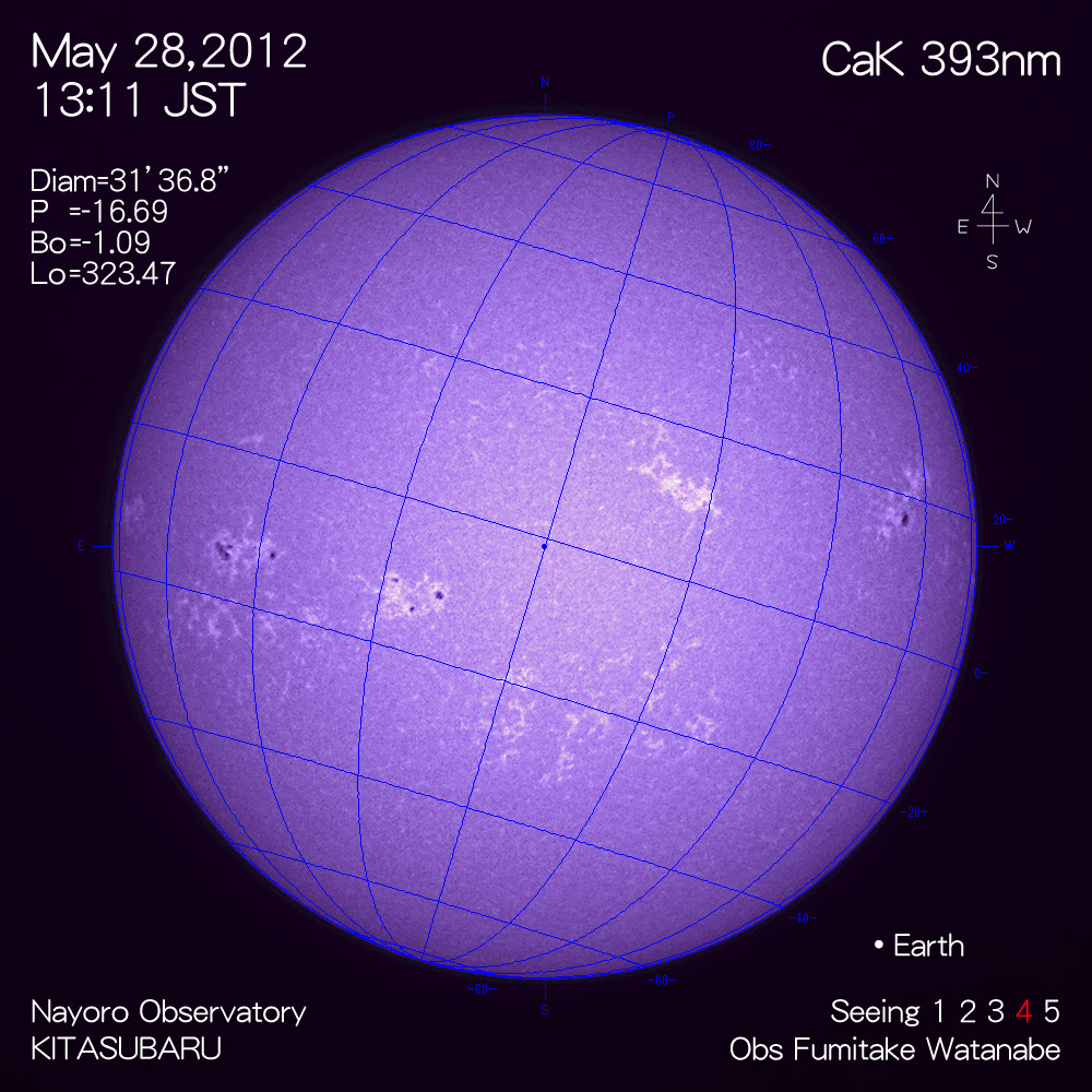 2012年5月28日CaK波長の太陽