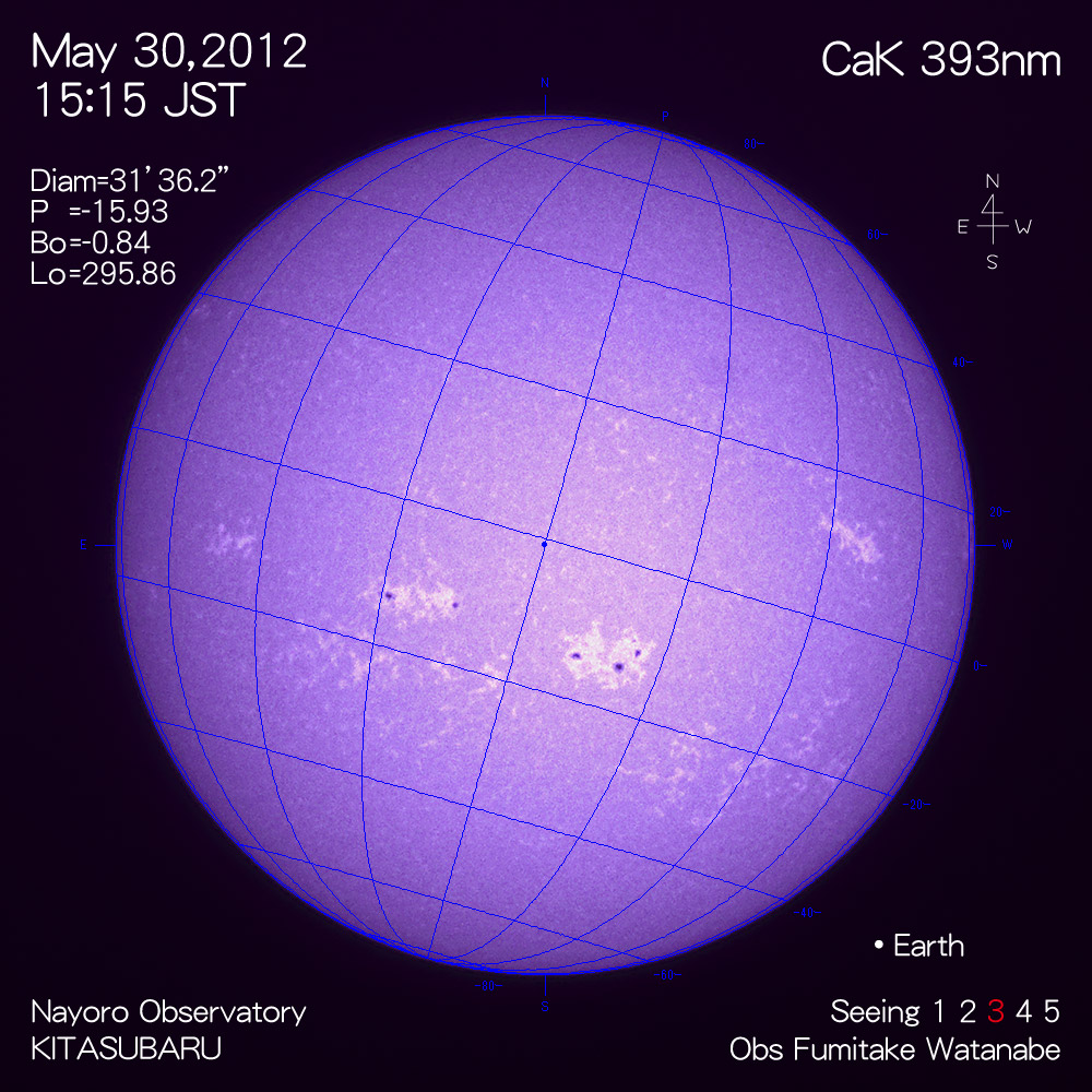 2012年5月30日CaK波長の太陽