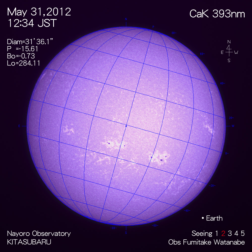 2012年5月31日CaK波長の太陽