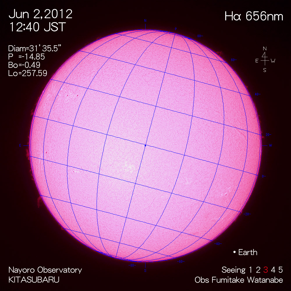 2012年6月2日Hα波長の太陽