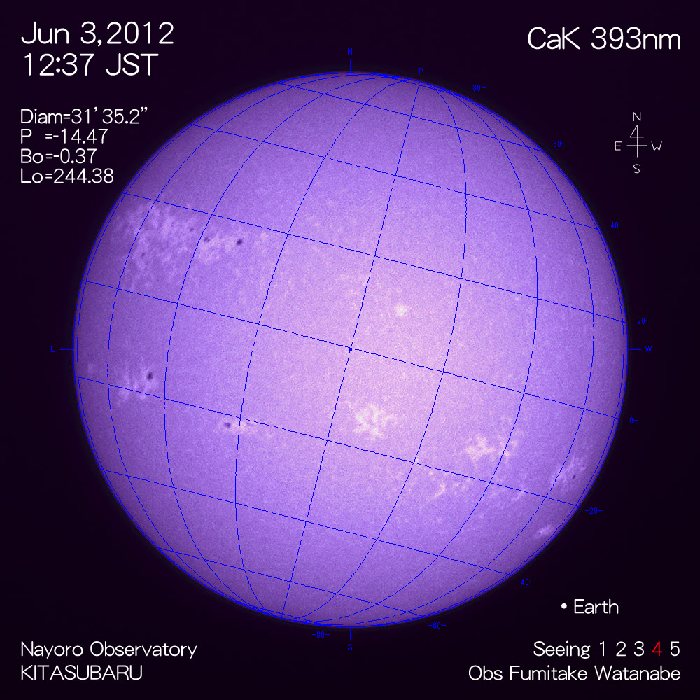 2012年6月3日CaK波長の太陽