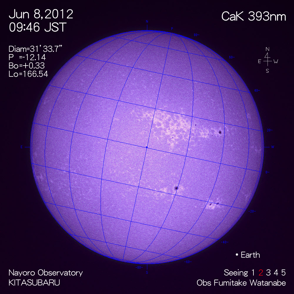 2012年6月8日CaK波長の太陽