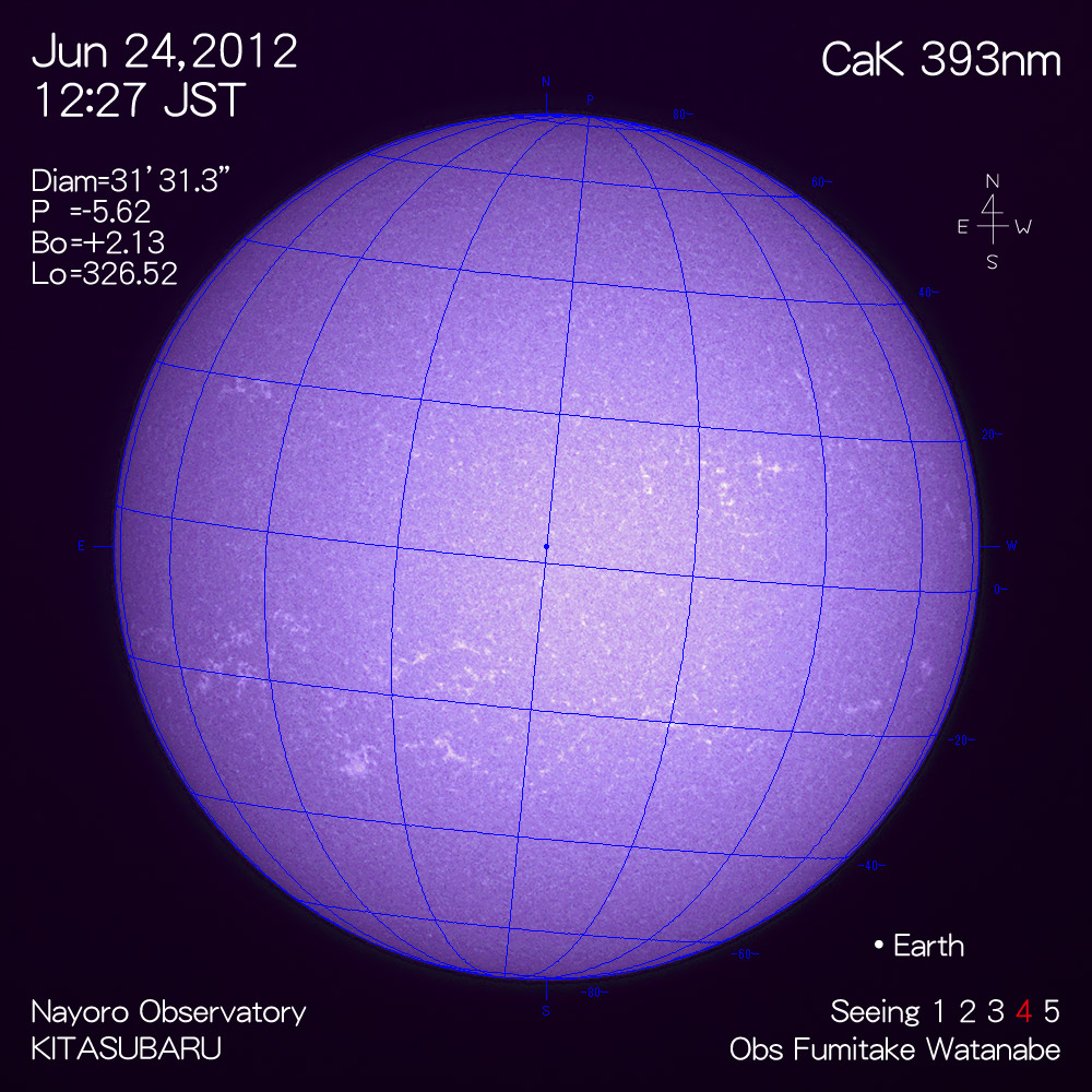 2012年6月24日CaK波長の太陽