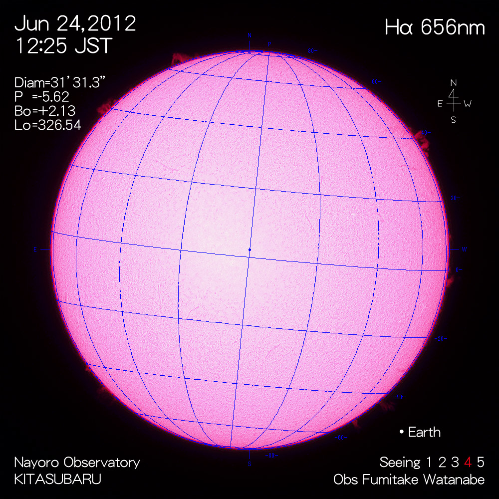 2012年6月24日Hα波長の太陽