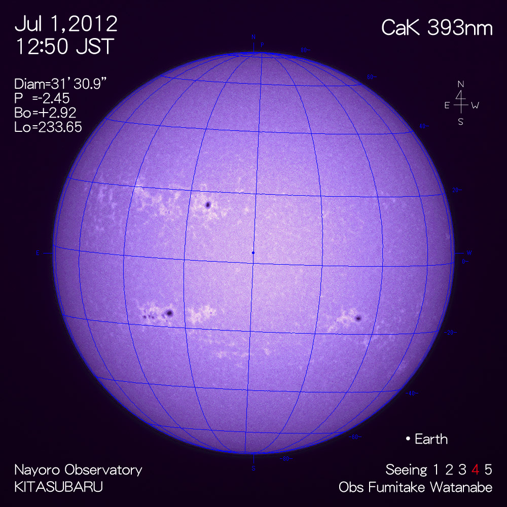 2012年7月1日CaK波長の太陽