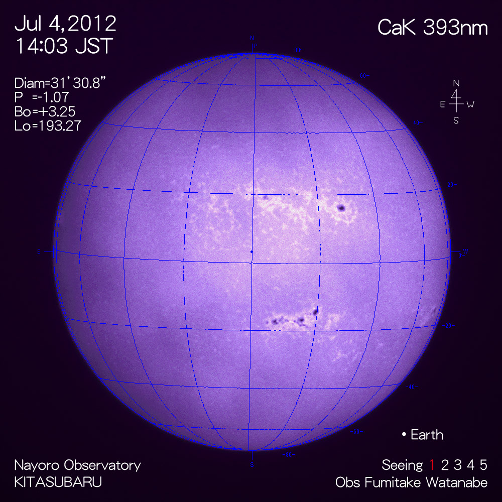 2012年7月4日CaK波長の太陽