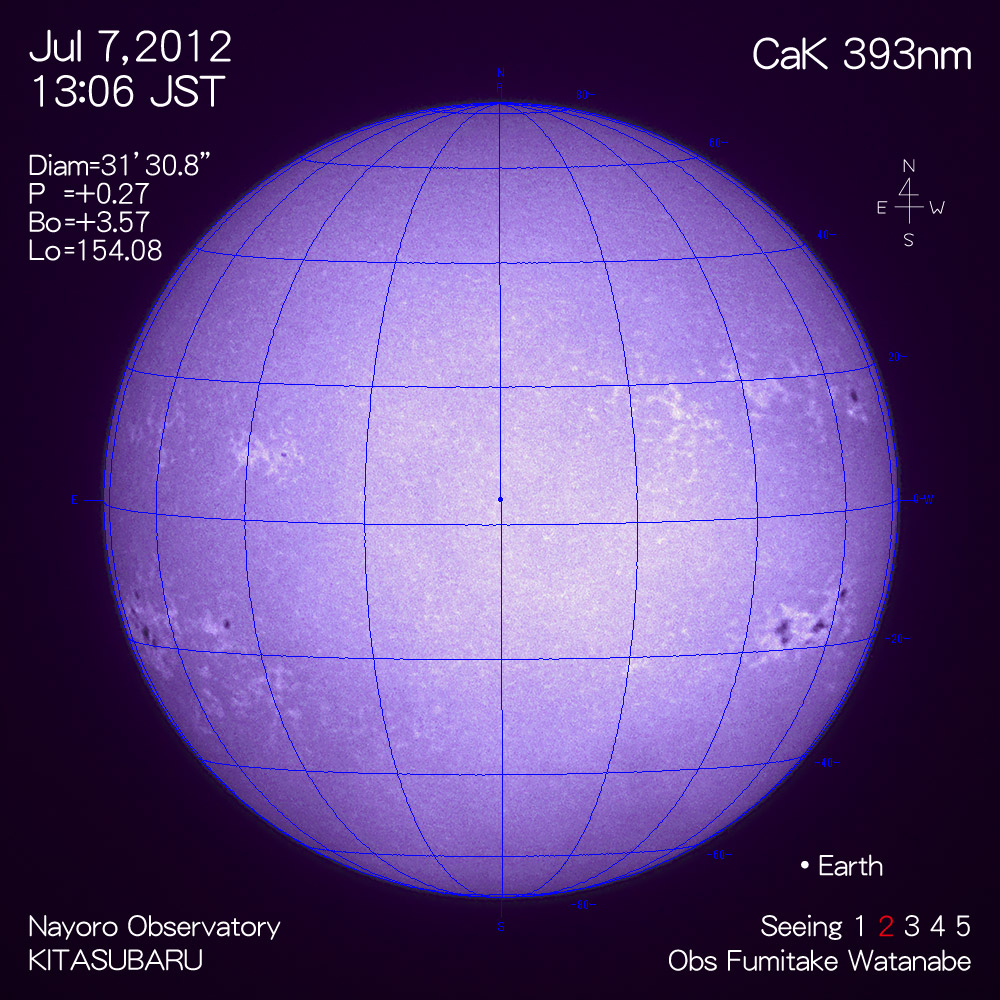 2012年7月7日CaK波長の太陽