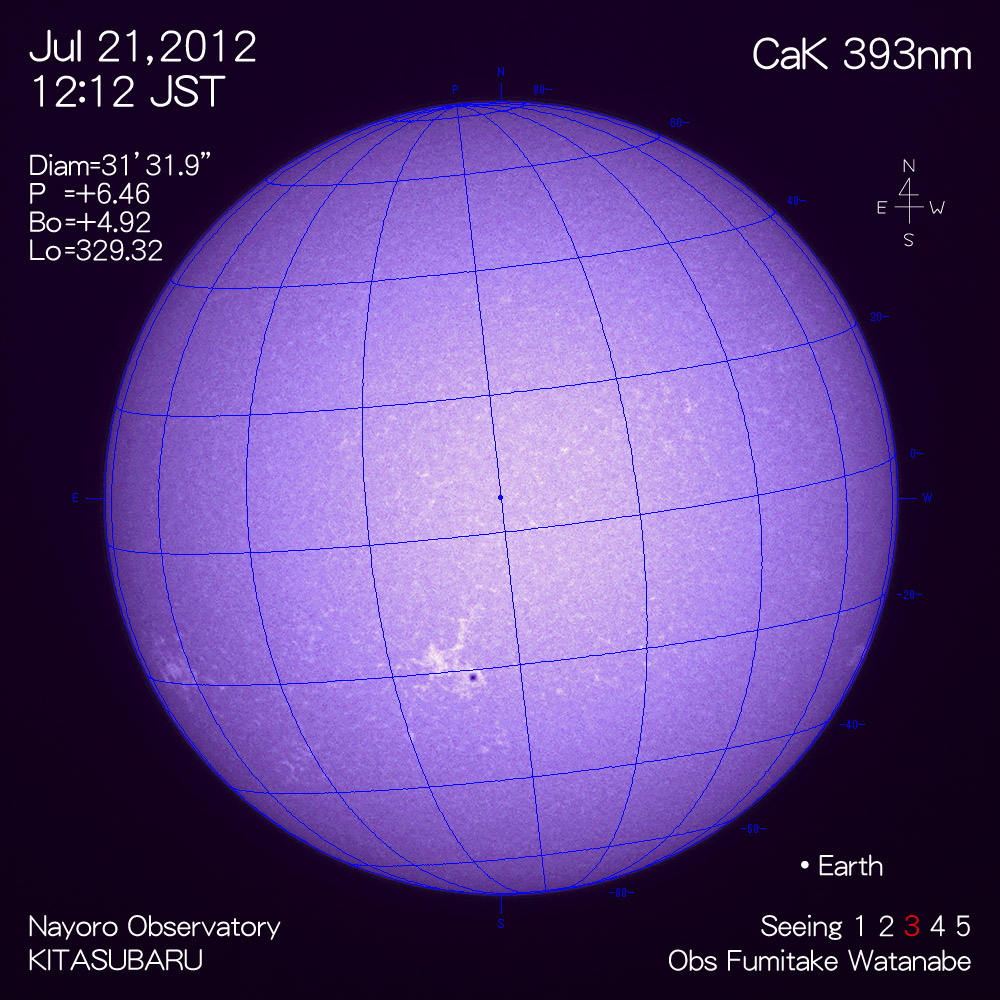 2012年7月21日CaK波長の太陽
