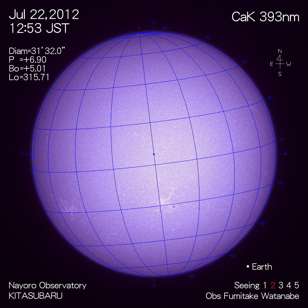2012年7月22日CaK波長の太陽