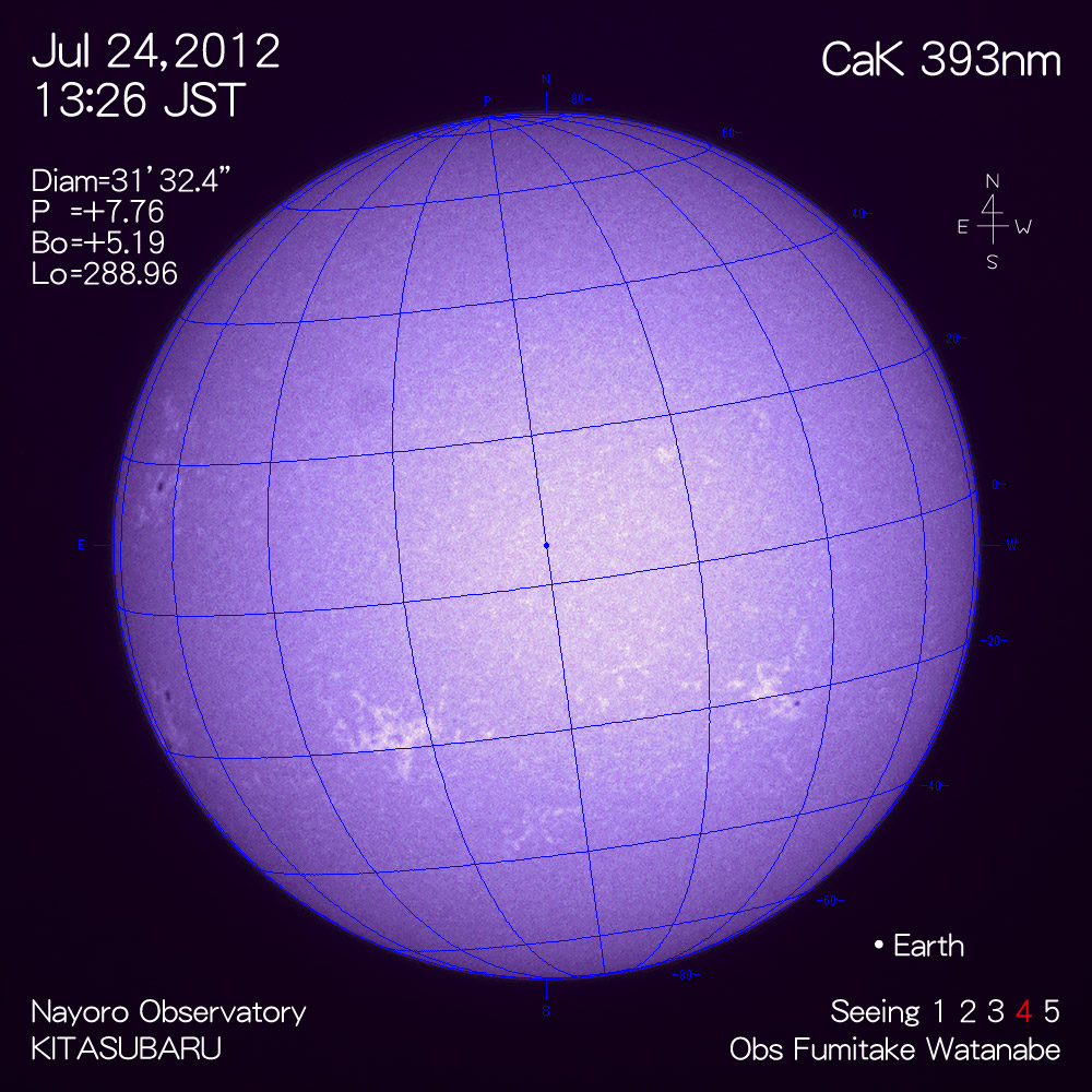 2012年7月24日CaK波長の太陽