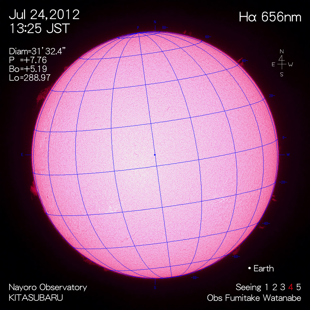 2012年7月24日Hα波長の太陽
