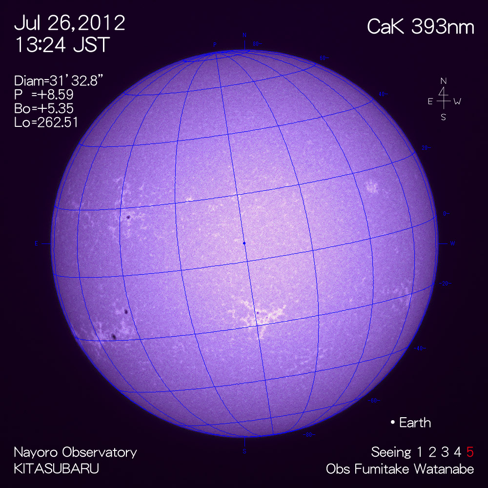 2012年7月26日CaK波長の太陽