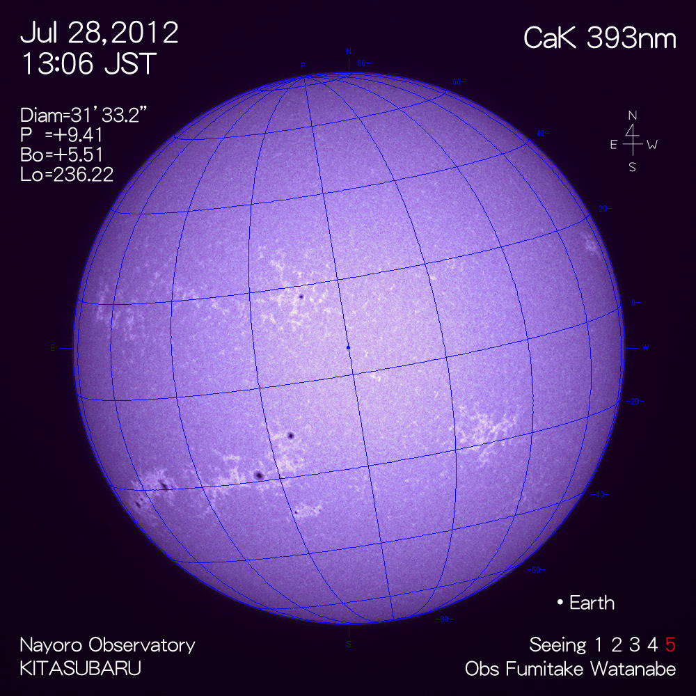 2012年7月28日CaK波長の太陽