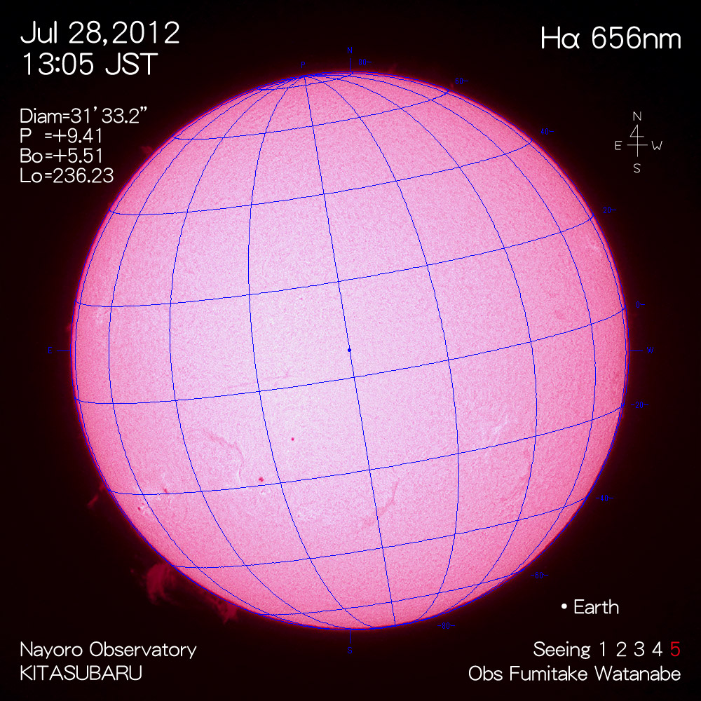 2012年7月28日Hα波長の太陽