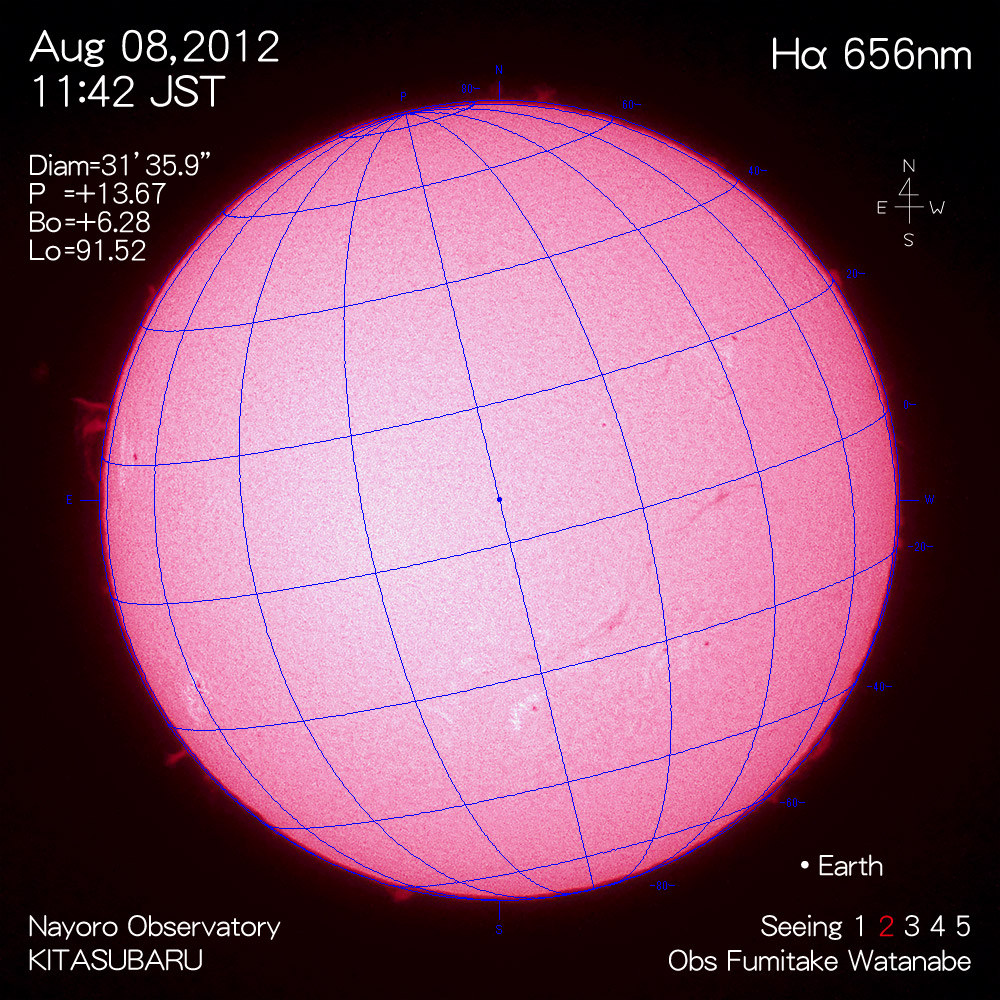 2012年8月8日Hα波長の太陽
