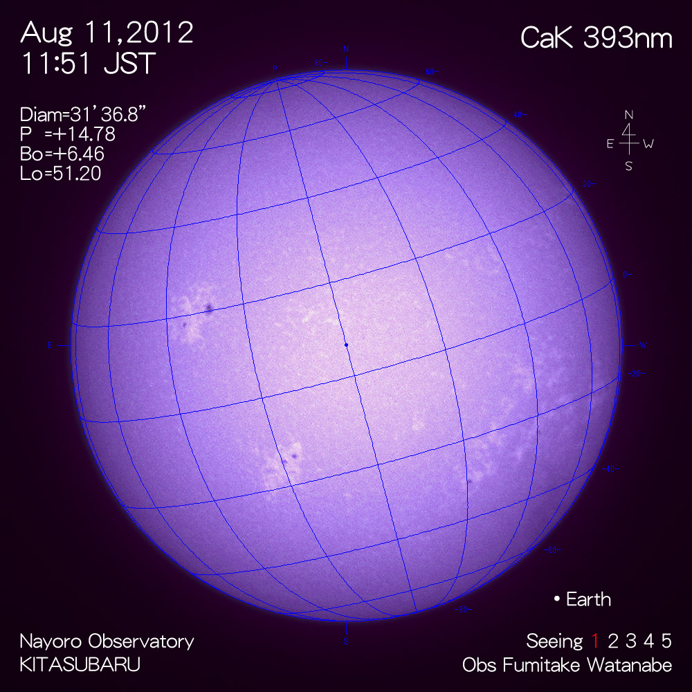 2012年8月11日CaK波長の太陽