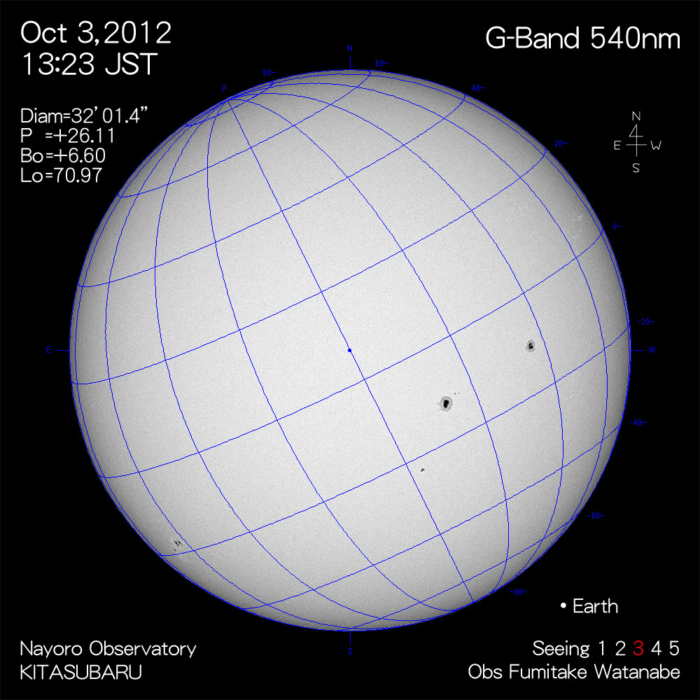2012年10月3日540nm波長の太陽