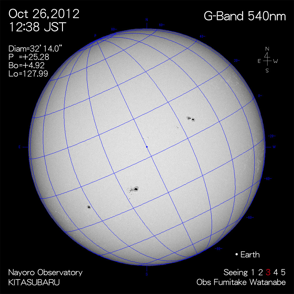 2012年10月26日540nm波長の太陽