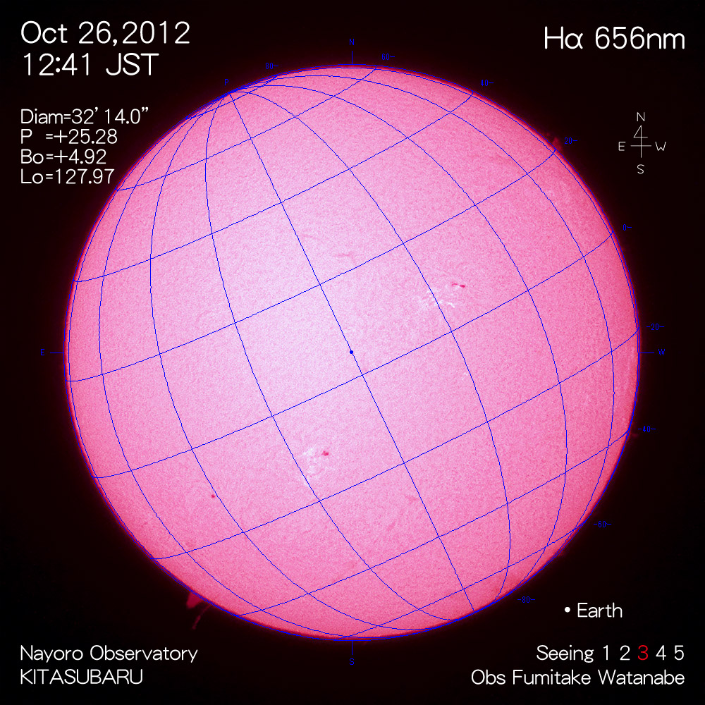 2012年10月26日Hα波長の太陽