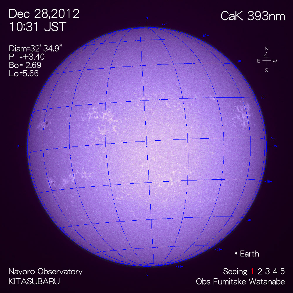 2012年12月29日CaK波長の太陽