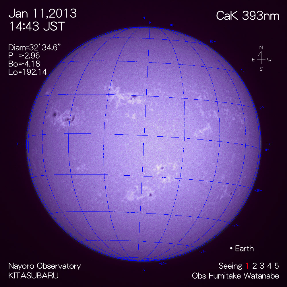 2013年1月11日CaK波長の太陽