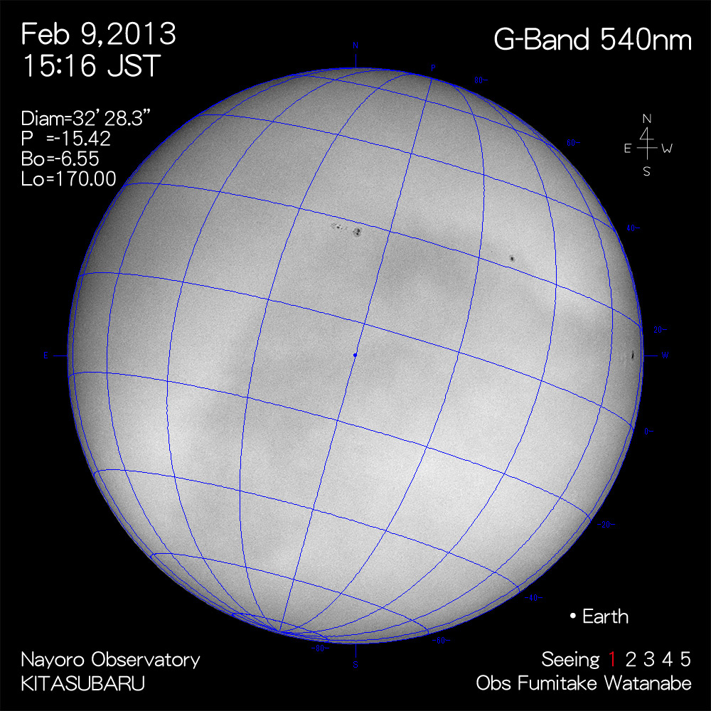 2013年2月9日540nm波長の太陽