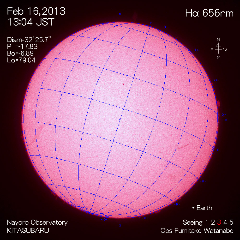 2013年2月16日Hα波長の太陽