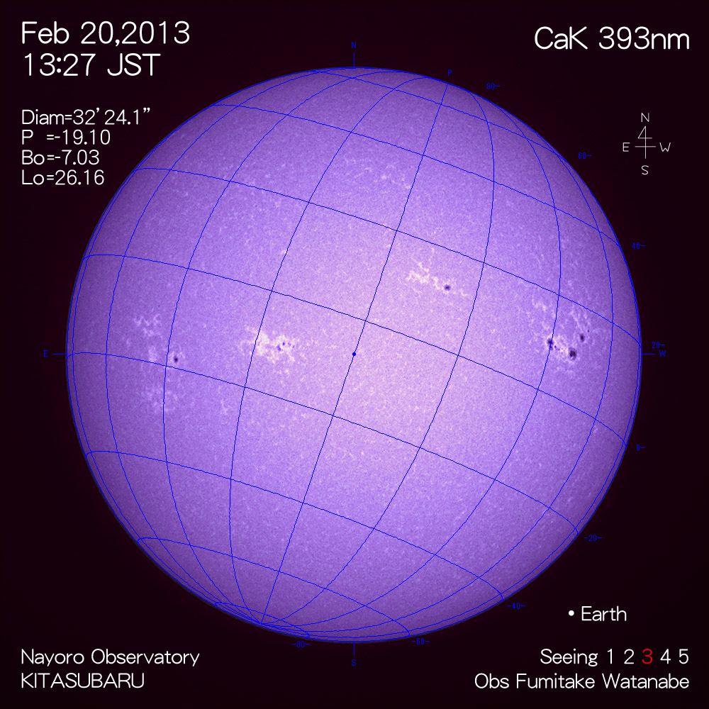 2013年2月20日CaK波長の太陽