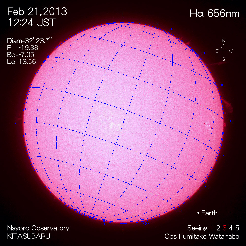 2013年2月21日Hα波長の太陽