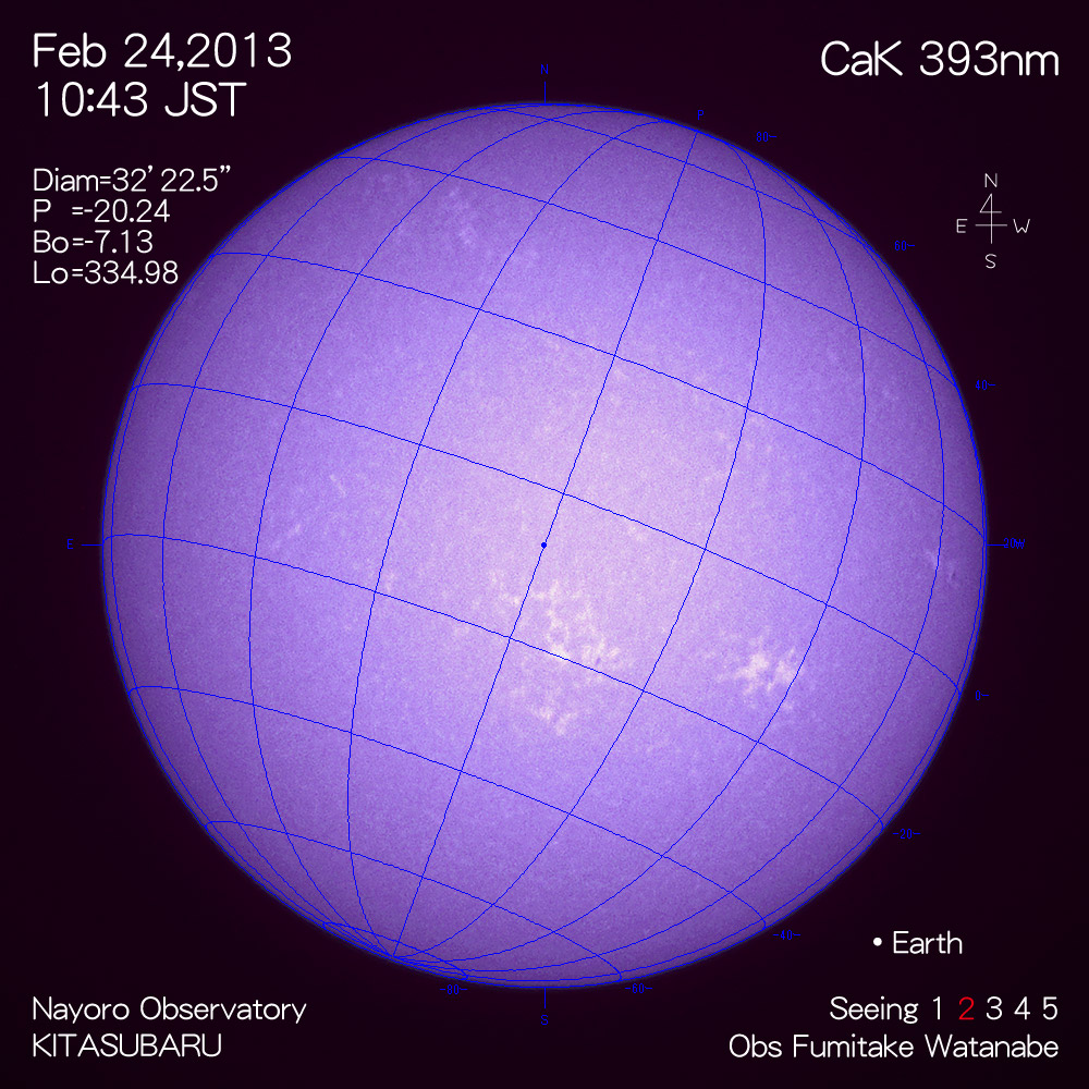 2013年2月24日CaK波長の太陽