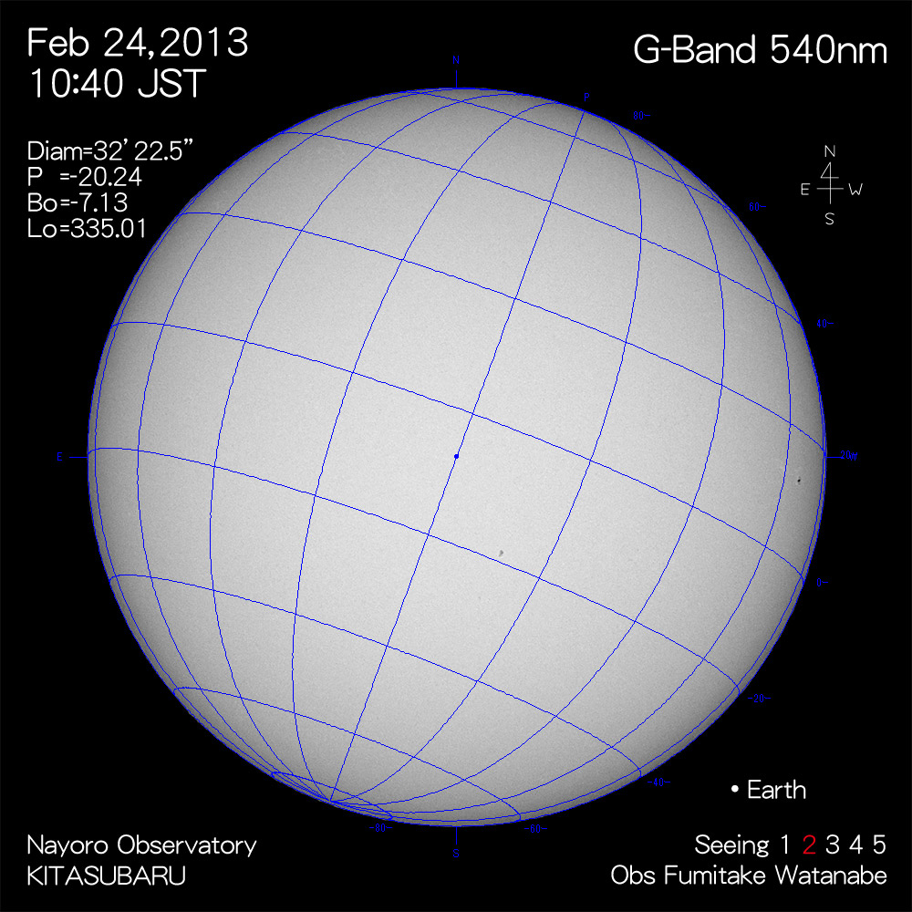 2013年2月24日540nm波長の太陽