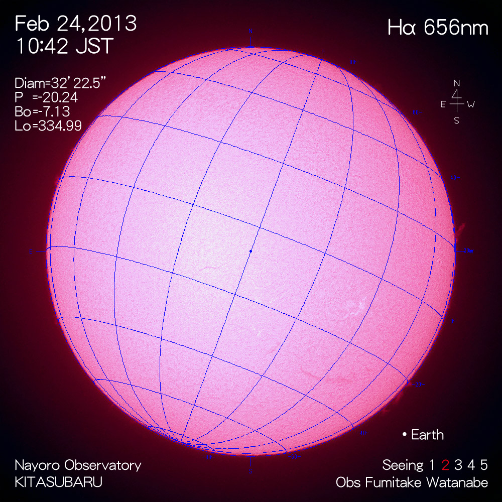 2013年2月24日Hα波長の太陽
