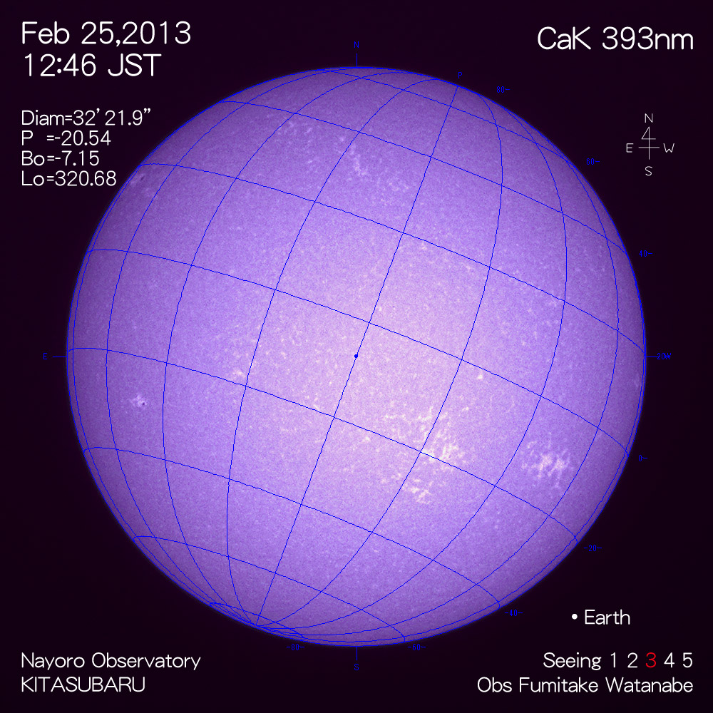 2013年2月25日CaK波長の太陽