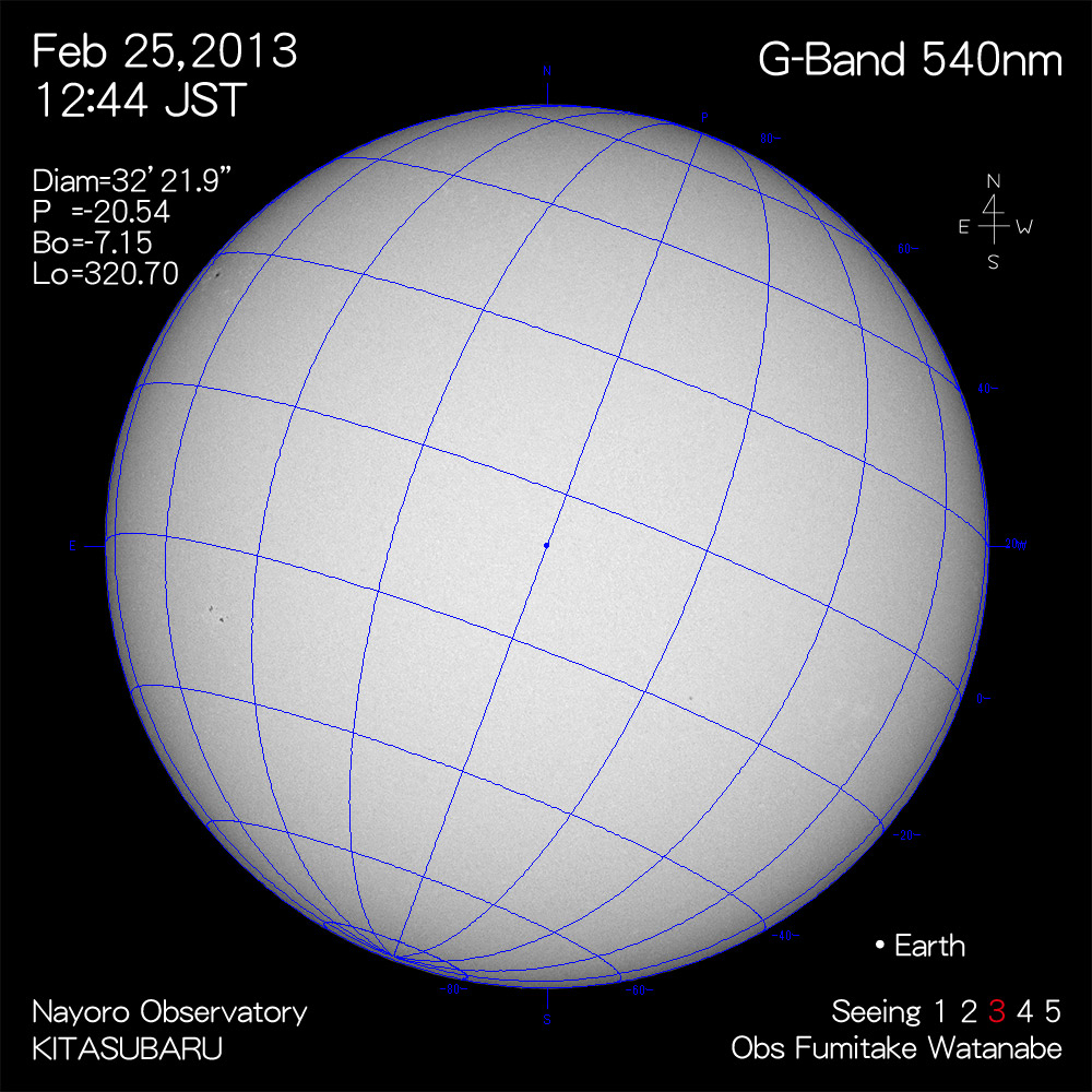 2013年2月25日540nm波長の太陽