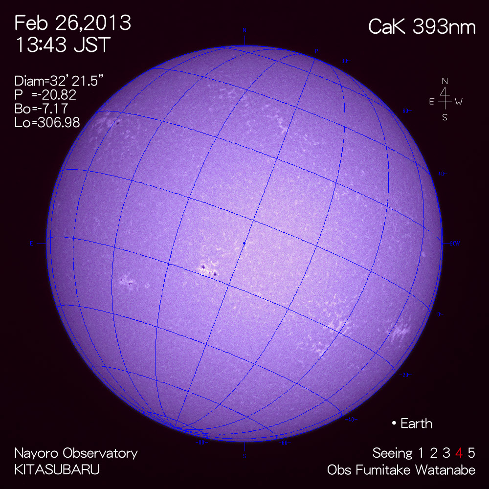 2013年2月26日CaK波長の太陽