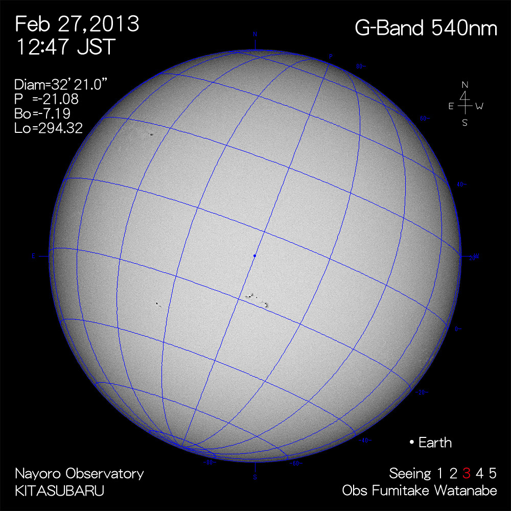2013年2月27日540nm波長の太陽