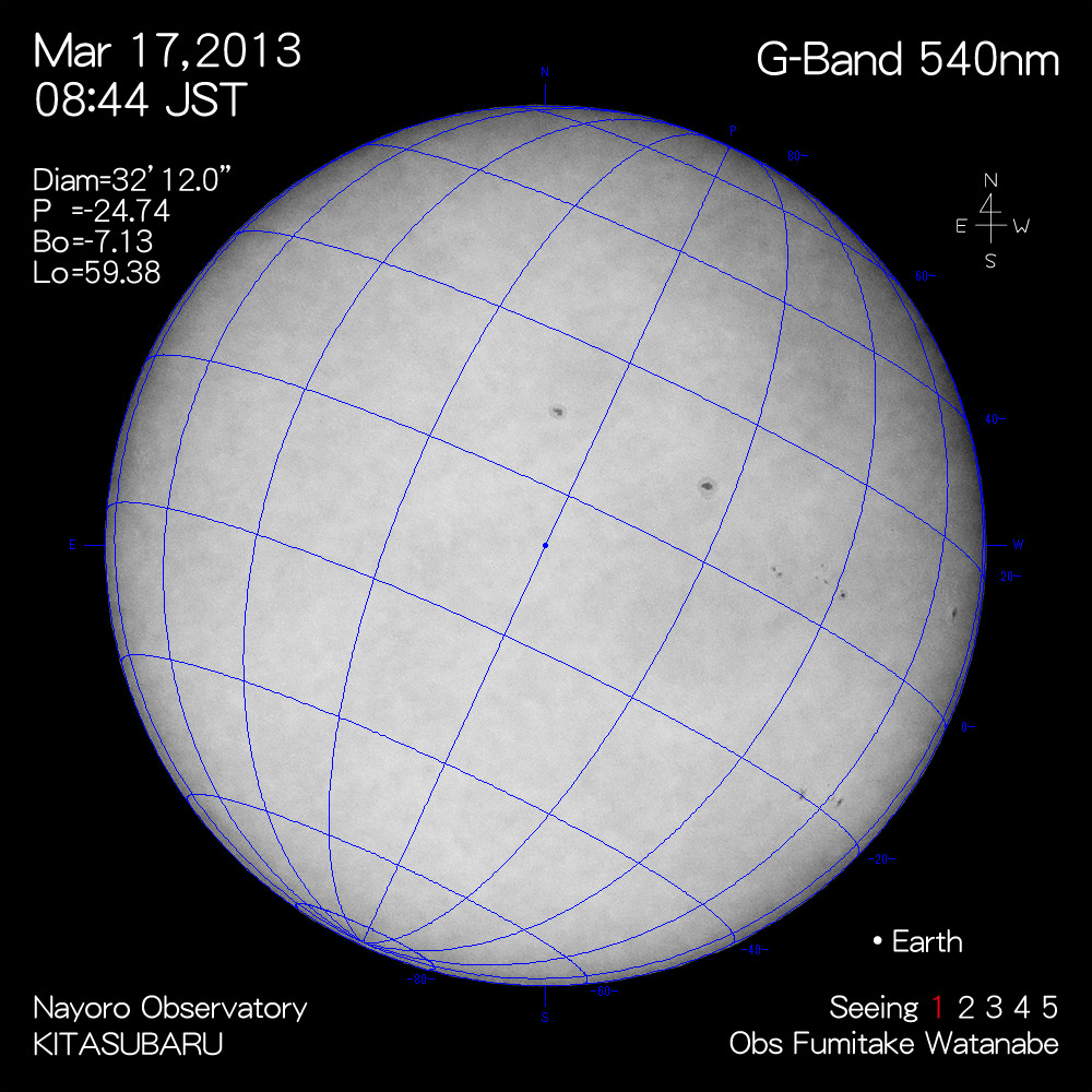 2013年3月17日540nm波長の太陽