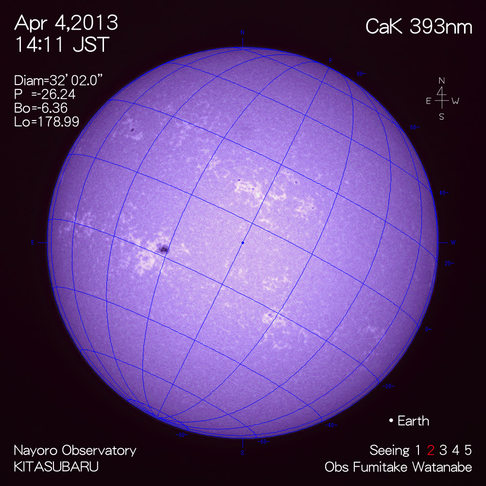 2013年4月4日CaK波長の太陽