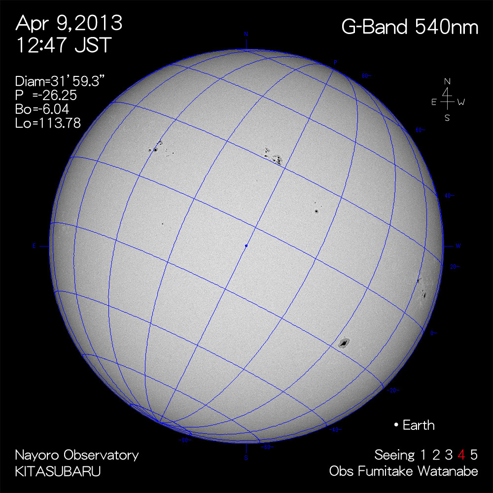2013年4月9日540nm波長の太陽