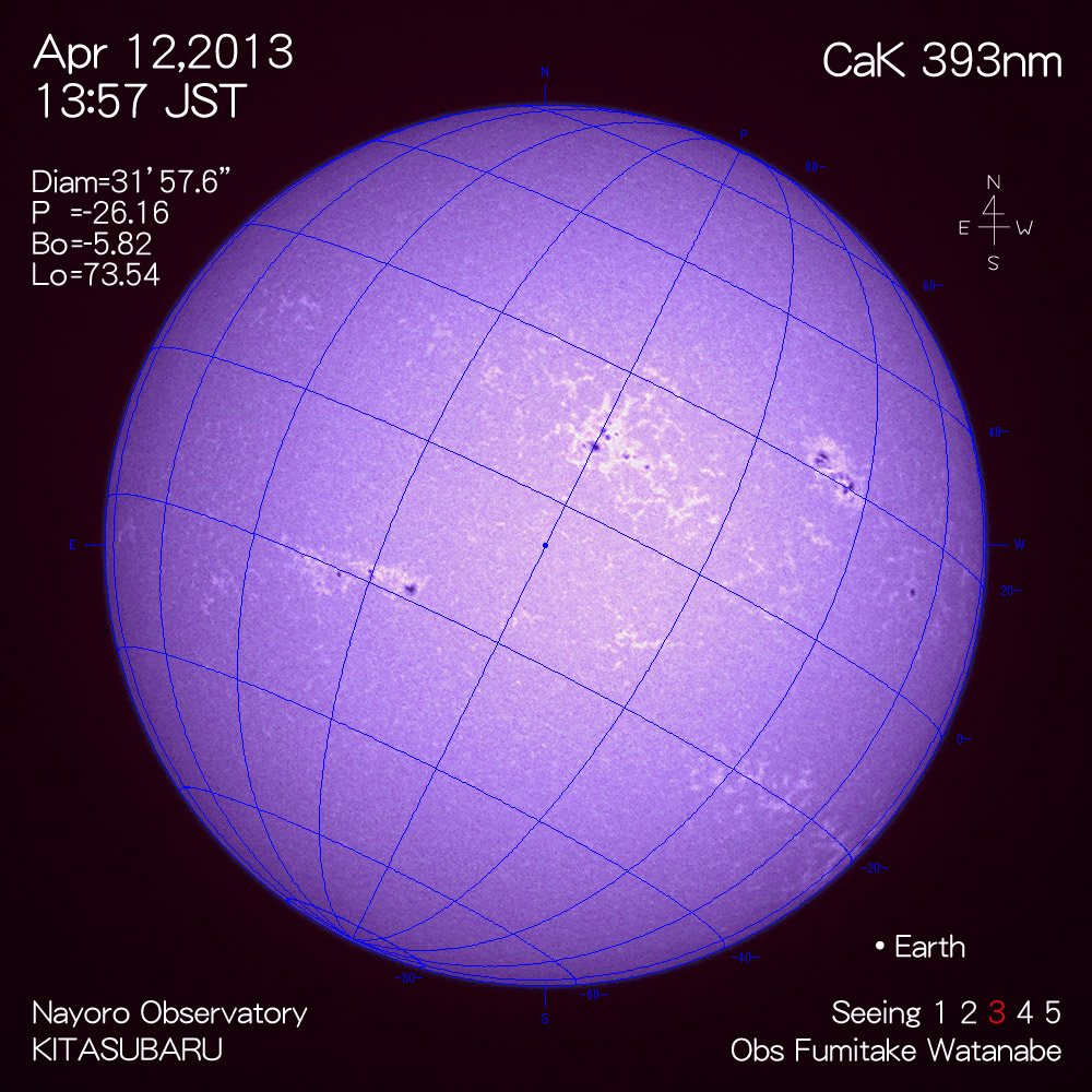 2013年4月12日CaK波長の太陽