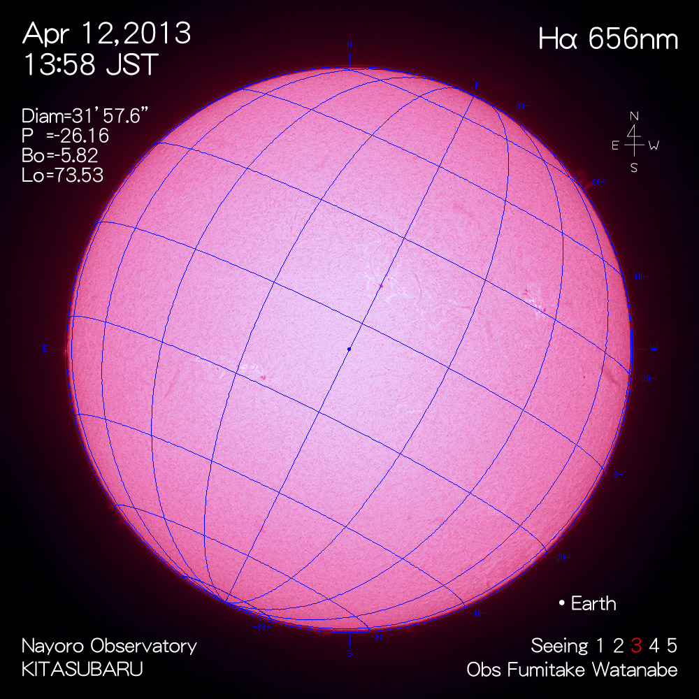 2013年4月12日Hα波長の太陽